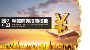 Hand holding renminbi symbol financial PPT template