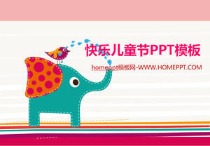 Иллюстрация дизайн ветер детский день птица и слон счастливый играть бесплатно PPT шаблон скачать