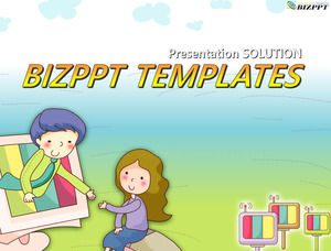 韓國漂亮的矢量卡通小學教育PPT模板
