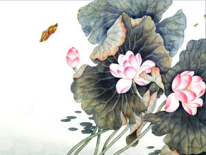 Lotus PPT gambar latar belakang Daquan