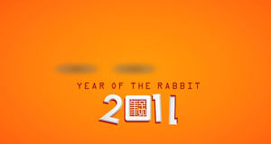 橙色兔年新年幻灯片模板下载