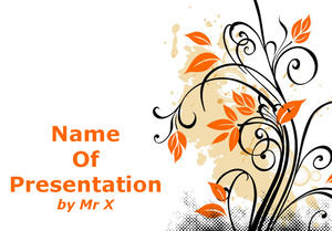 Naranja plantilla de PowerPoint floral patrón diseñado