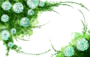 frontière florale peinte en vert image PPT fond