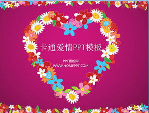 Fond rose Cartoon floral d'amour romantique modèle PowerPoint Télécharger