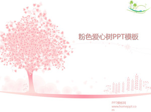 粉色爱心树背景的PowerPoint模板下载