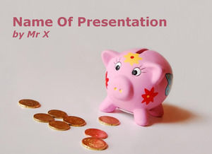 สีชมพู Piggy Bank PowerPoint แม่