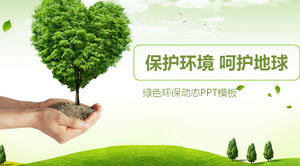 Schablone der schützenden Umwelt PPT für grünen Baumgrashintergrund