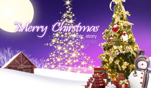 Purple Christmas Tree Background Template PPT Unduh