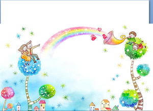 彩虹风车六一儿童节PPT背景图片