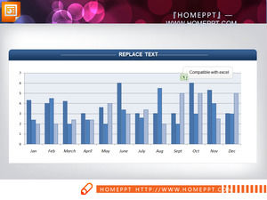 Simples e prático comparação 3 download de dados PPT modelo histograma