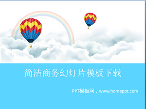 Prosty Hot Air Balloon White Cloud Rainbow Cartoon PowerPoint Template