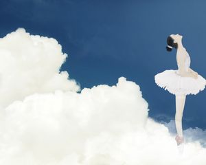 السماء فتاة الرقص في صورة خلفية PPT