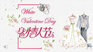 Mica proaspătă romantic dragoste albă Ziua Îndrăgostiților confesiune PPT șablon