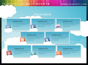 푸른 하늘과 흰 구름 PPT 텍스트 상자 재료의 소셜 네트워크 배경