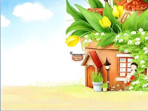 Soare floare copac casa desene animate imagine de fundal PPT