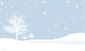 二雪域樹木雪花優雅的PPT背景圖片