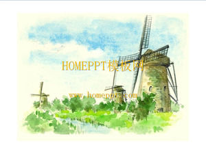 Background Windmill Imagem Art Pintura PPT Template Background Download