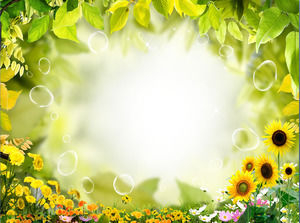 background image PPT beira da folha verde amarela
